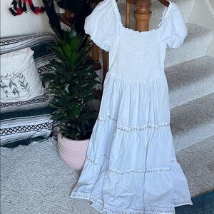 Rachel Zoe Cottage Core White Puff Sleeve Maxi Dress